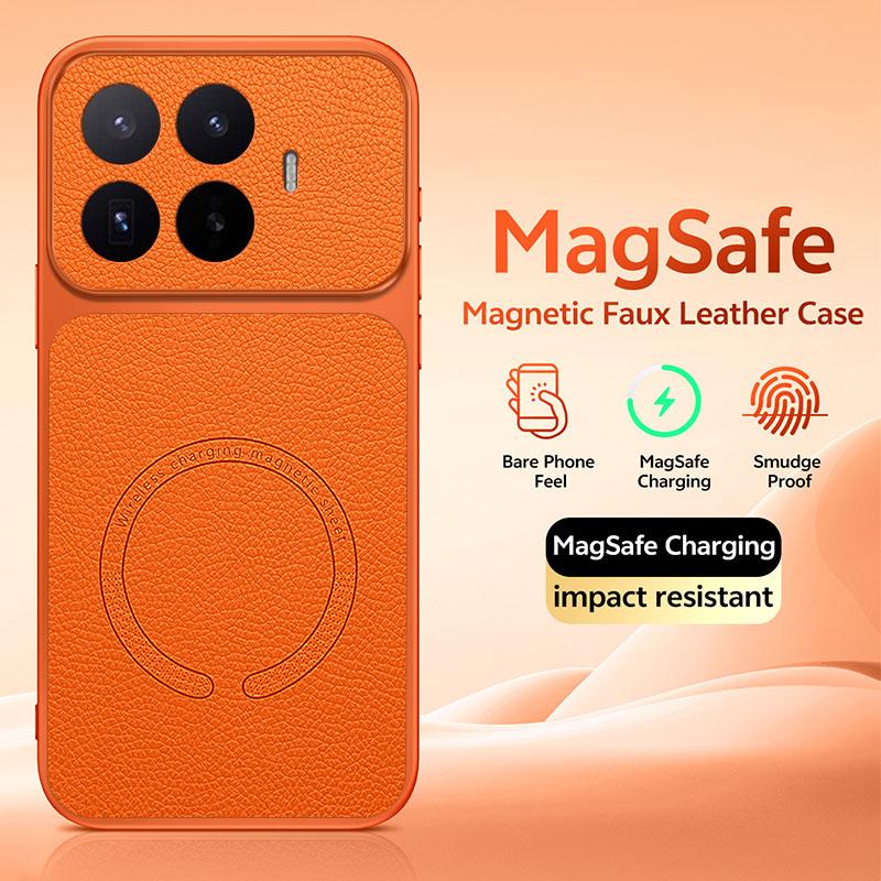 Магнитный чехол из ПУ-кожи для беспроводной зарядки Magsafe для Xiaomi Poco C75 C85X C81 M7 Plus M8 X8 X7 F5 F6 F7 F8 F9 Pro Max Ultra