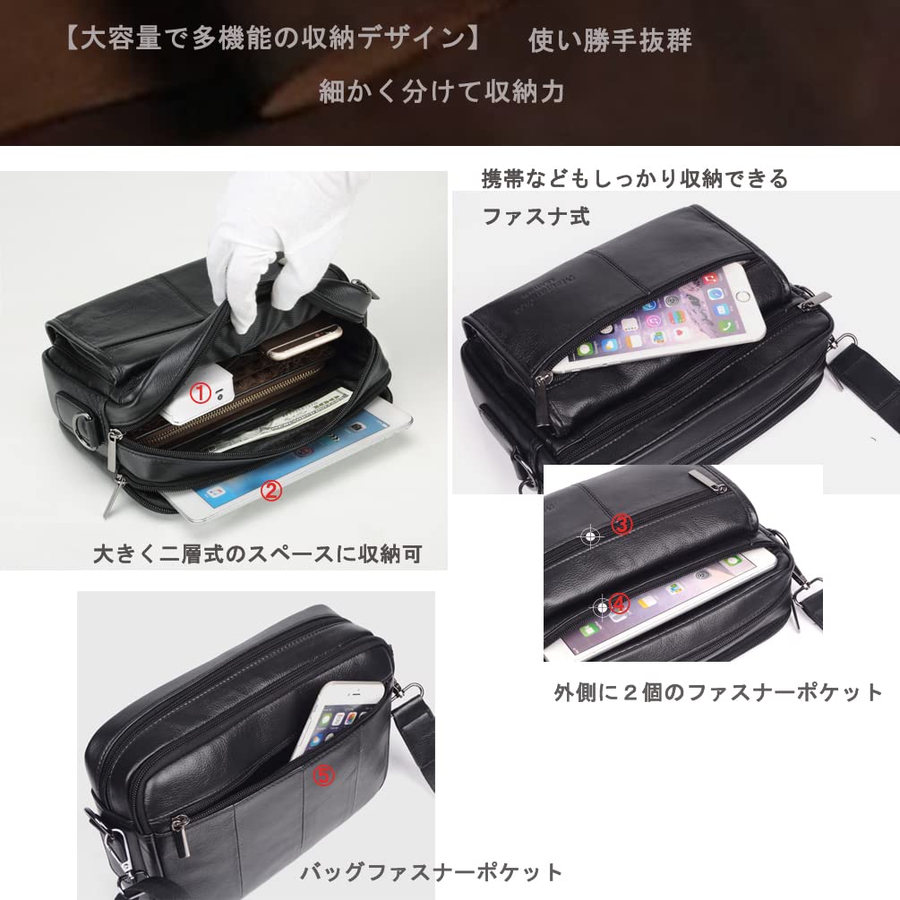 Meigardass Натуральная кожа Мини наплечная Горизонтальная наплечная Сумка-мессенджер Кроссбоди Практичная для формальной обстановки и поездок на работу Мужская сумка, Кошелек, Кошелек, Сумка, Сумка,