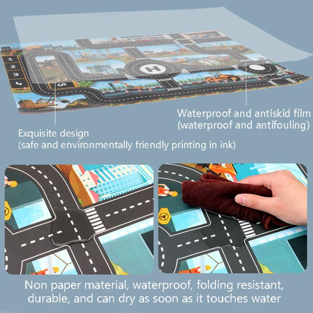 Интерактивный игровой коврик «Город и дорожное движение» с транспортными средствами и знаками для творческой игры в помещении