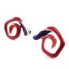 [J1815] - Red Purple 'Snail' Designer Earrings