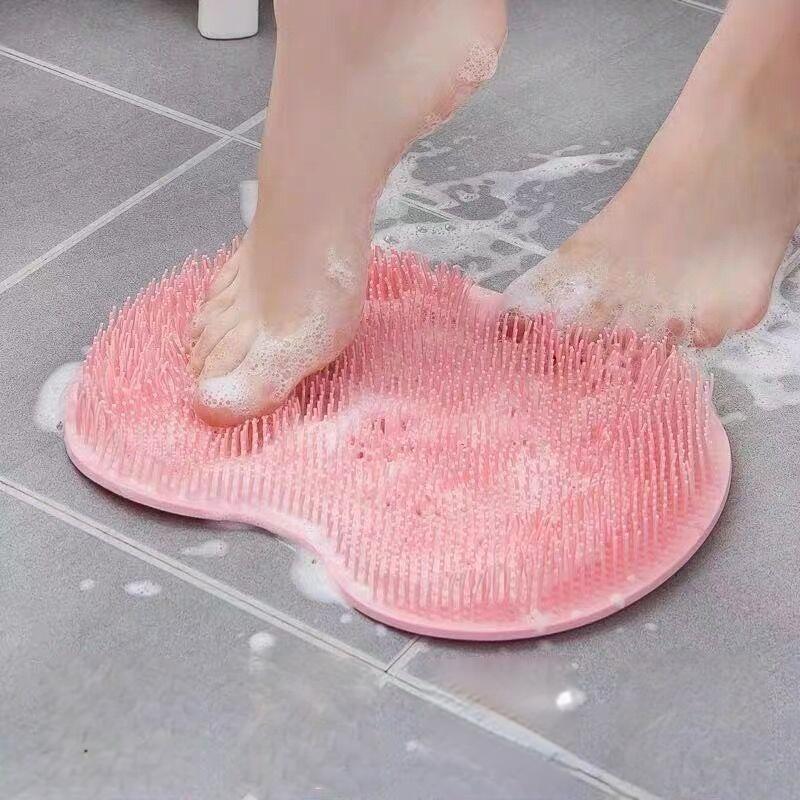 Customizable Modern Rubber Shower Scrubber TPR Material Wash Foot Silicone Pads Solid Bath Brush Mat Suction Cup Back Massage