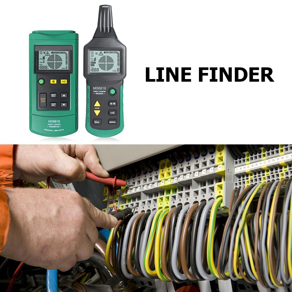 MS6818 Профессиональный ЖК-тестер кабеля Трассоискатель проводов Локатор металлических труб Детектор Поиск линии Трассировщик Проверка напряжения 12-400В