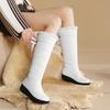 Waterproof Winter Shoes Women Snow Boots Warm Fur Plush Casual Wedge Knee High Boots Girls Black White Rain Shoes Ladies
