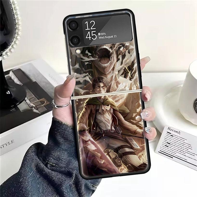 A-Атака на Титанов Леви Чехлы Для Samsung Galaxy Z Flip 4 5 6 7 3 Z Flip7 Flip6 Flip4 Flip5 Flip3 5G Жесткие Ударопрочные Fundas Cov
