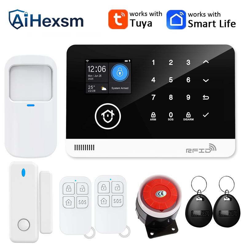 Tuya Smart WiFi GSM Home Security Pet PIR Alarm System RFID APP Control Wireless Solar Siren Outdoor Camera Volume Adjustable