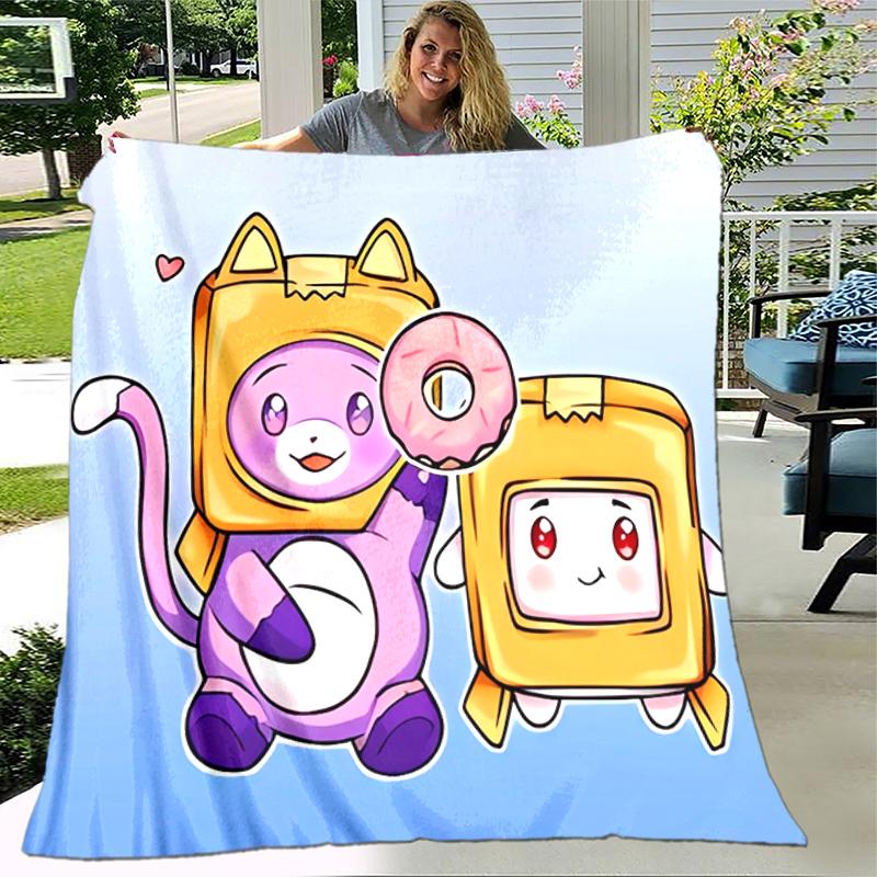 1pc Blanket Lankybox Foxy and Rocky3 Print Design, Lightweight Blanket for Sofa, Bed- Soft &Warm, Gift for All Seasons like Christmas, Halloween
