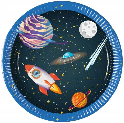 Space Plates Rocket Planets Moon 20cm 8pcs