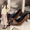 Модная женская обувь Мэри Джейн на низком каблуке, слипоны, модная обувь с мелким острым носком, обувь для леди для уличной вечеринки, платья