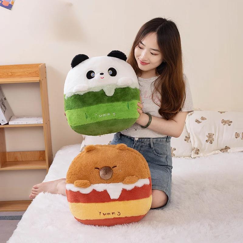 40cm Cartoon Animal Backpack Plush Panda Dog Penguin Capybara Toys Pillow With Blanket Stuffed Birthday Gift Girls Kid's Present