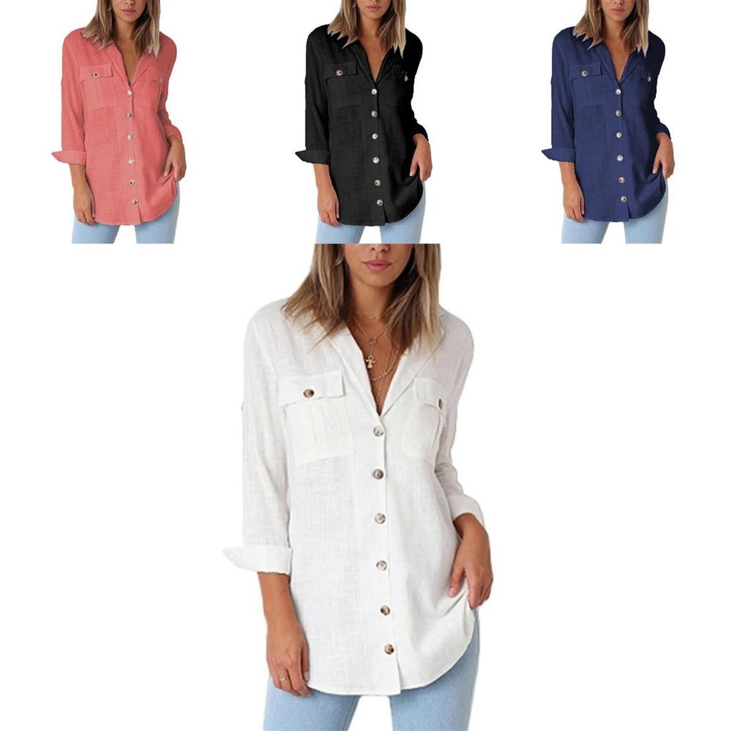 Роскошная Мода Осень Карман Длинный Рукав Повседневная Шифоновая Женская Рубашка Топ