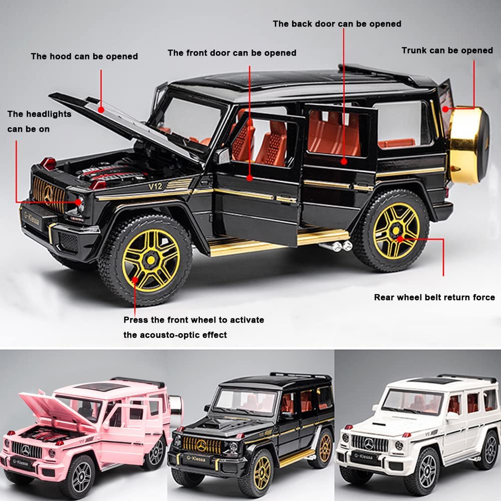 1/24 масштаб Benz G63 AMG модель автомобиля, игрушечный автомобиль из цинкового сплава со звуком и светом для детей, подарок для мальчиков и девочек