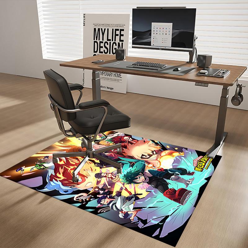 1pc My Hero Academia Chair Mat - Anime Cartoon Design Office Rug, Non-Slip Carpet for Desk, Seasonal Gift, Suitable for Home Decor, Living Room, Bedro