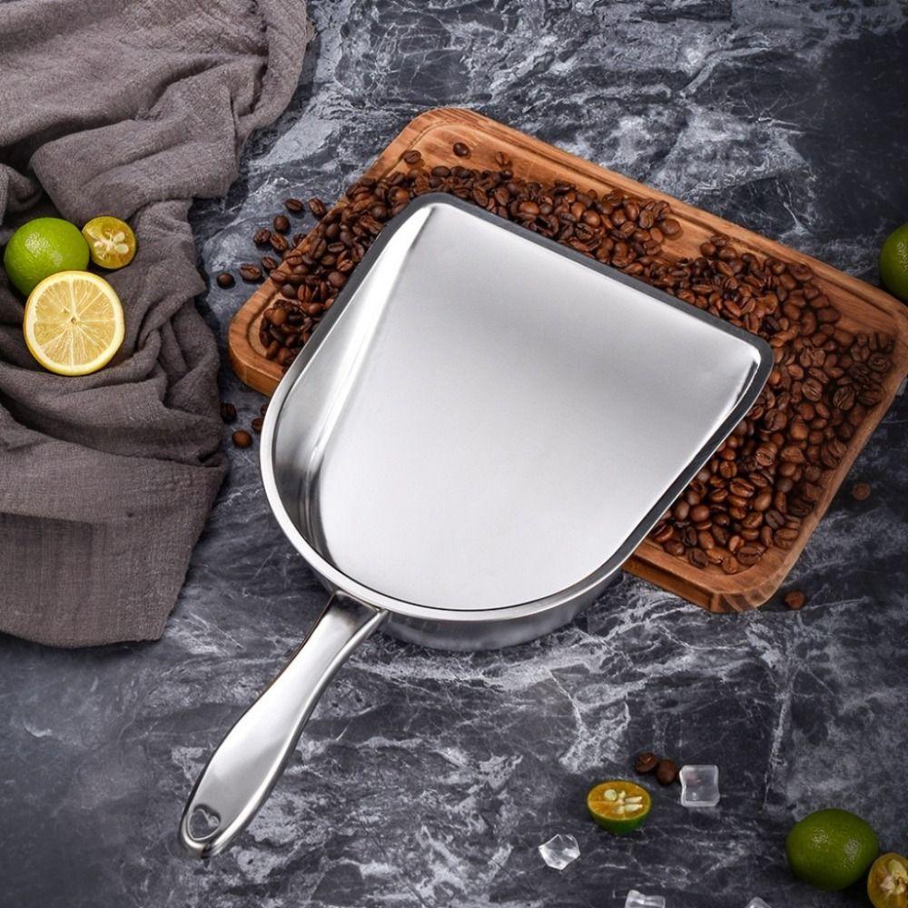 Large Capacity Stainless Steel Ice Cube Shovel Wide Opening French Fry Spatula Supermarket