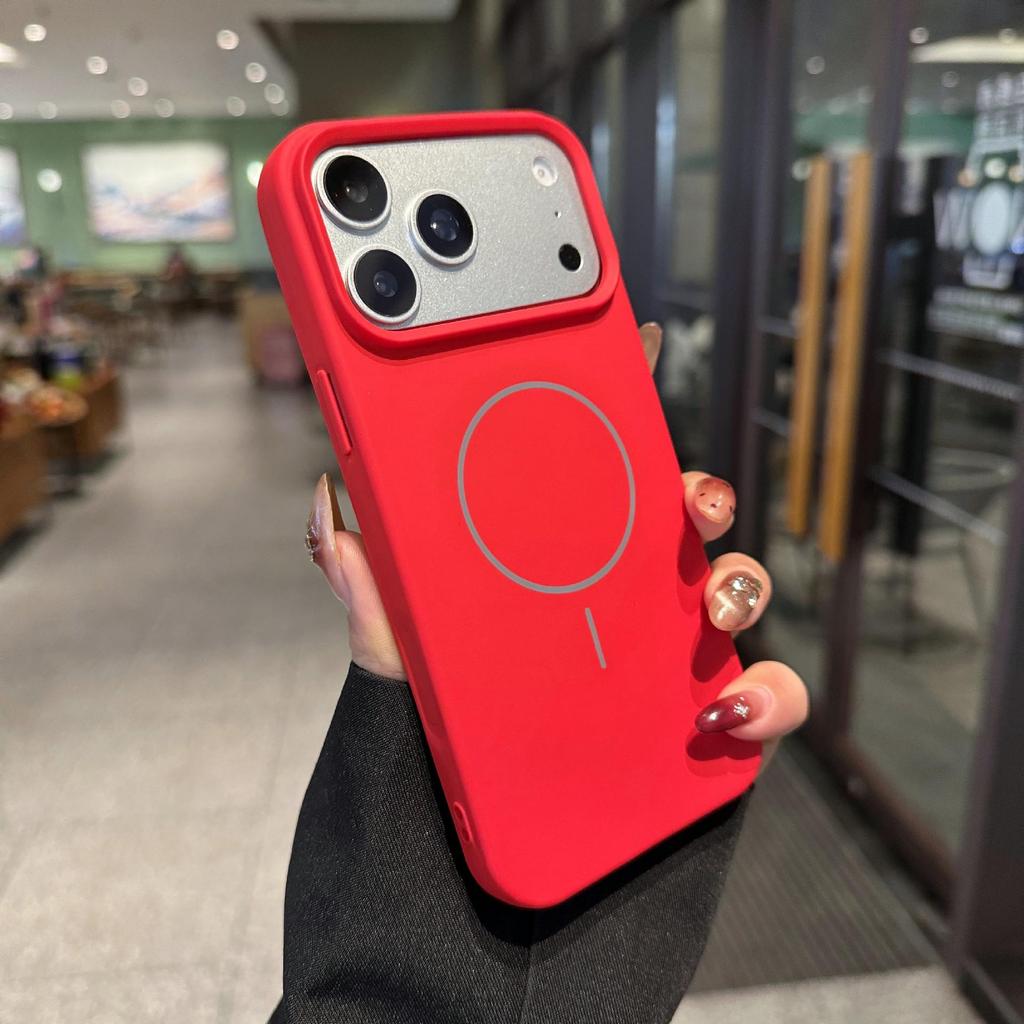 Защитный чехол Apple 17 Promax из жидкого силикона для iPhone 16/15 Pro с магнитным кольцом
