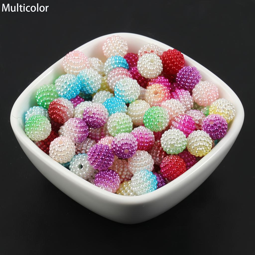10mm 90pcs/bag Multicolor Acrylic Bayberry Beads Imitation Pearl Beads Round Loose Beads Spacer Beads For Earrings Bracelet Necklace Jewelry Making