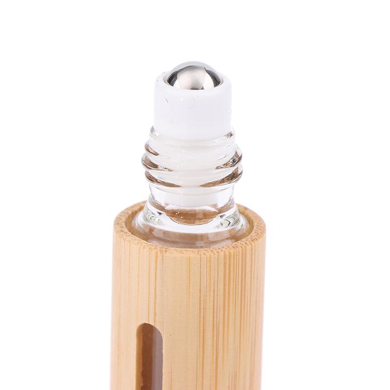 Бамбуковый рулонный флакон 3/5/10 мл, деревянный роликовый флакон, эфирное масло, блеск для губ, многоразовый тюбик, пустая банка, стеклянная бутылка для духов, 1 шт.