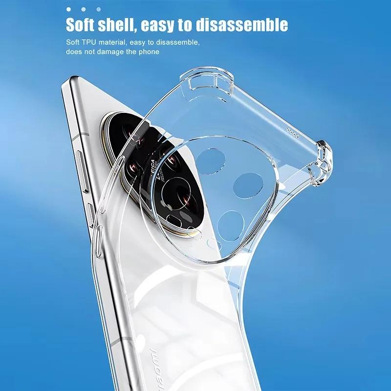 Роскошный прозрачный силиконовый чехол с подушками безопасности и защитой от ударов для Xiaomi Mi 15 Ultra 14 14T 13 13T Pro 12 12S Pro Ultra Мягкий чехол из ТПУ