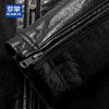 ROMON Men's Stand-Up Collar Cowhide Leather Jacket