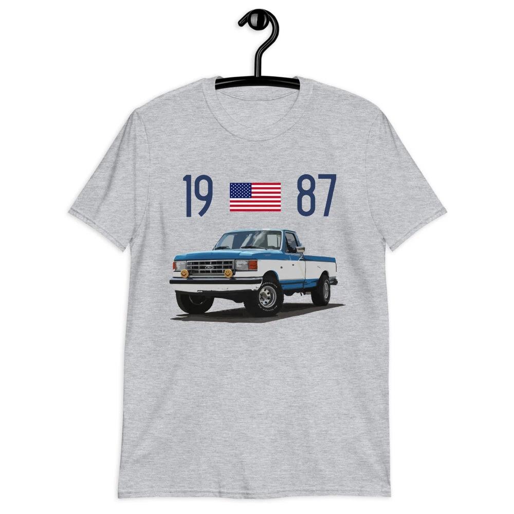Унисекс футболка с коротким рукавом, подарок владельцу пикапа Ford F150 1987 года
