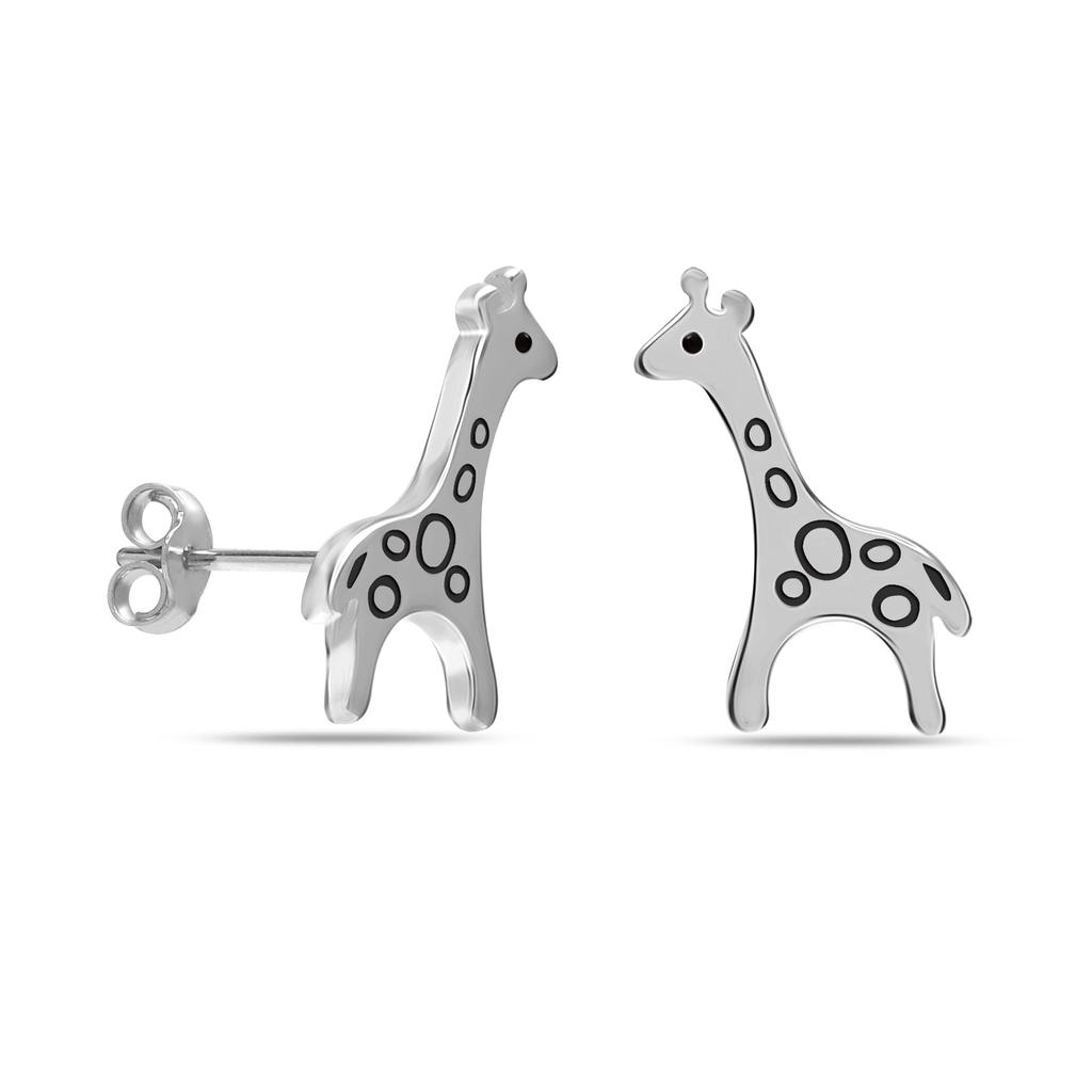 925 Sterling Silver Small Lightweight Giraffe Stud Earrings