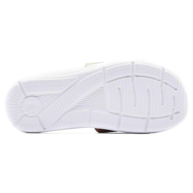Under Armour Women's UA Ignite IX Slide White Metallic Faded Gold Slides 3022717-108
