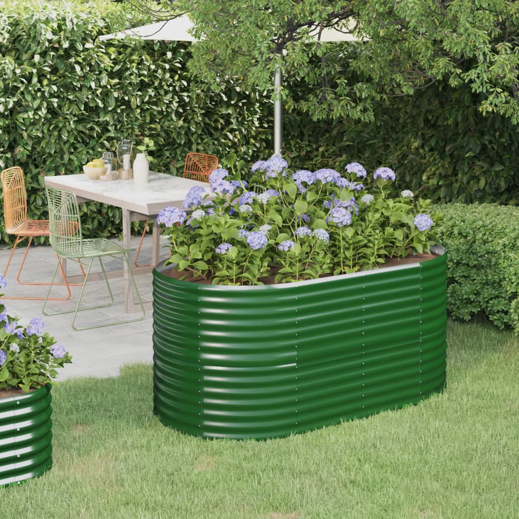 Raised Garden Bed Galvanized Steel 152 x 80 x 68 cm Green