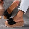Women'S Stylish Leopard Print Wedge Sandals with Bow Detail - Non-Slip EVA Sole,High Heel Platform Shoes for Casual Wear, Casual Footwear Leopard
