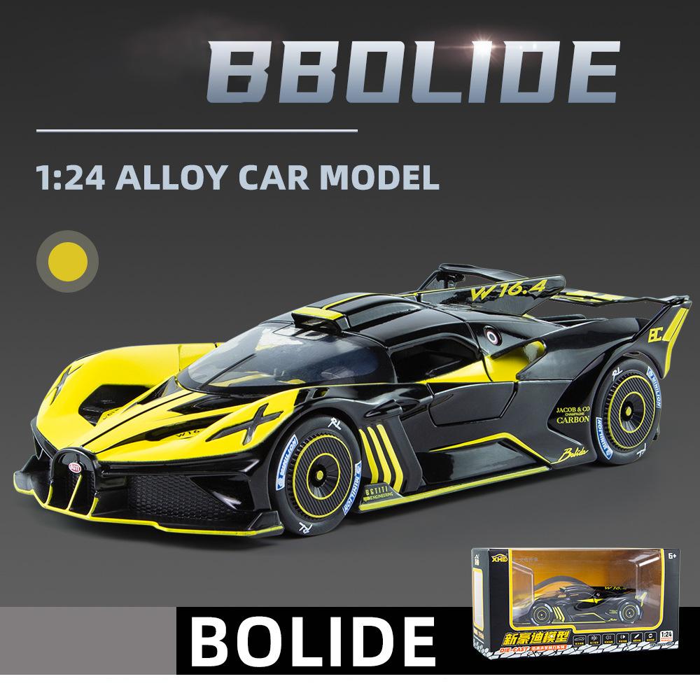 1:24-масштабная модель спортивного автомобиля из сплава Bugatti Bolide, модель автомобиля из литого металла, модель автомобиля с высокой имитацией, детская игрушка в подарок