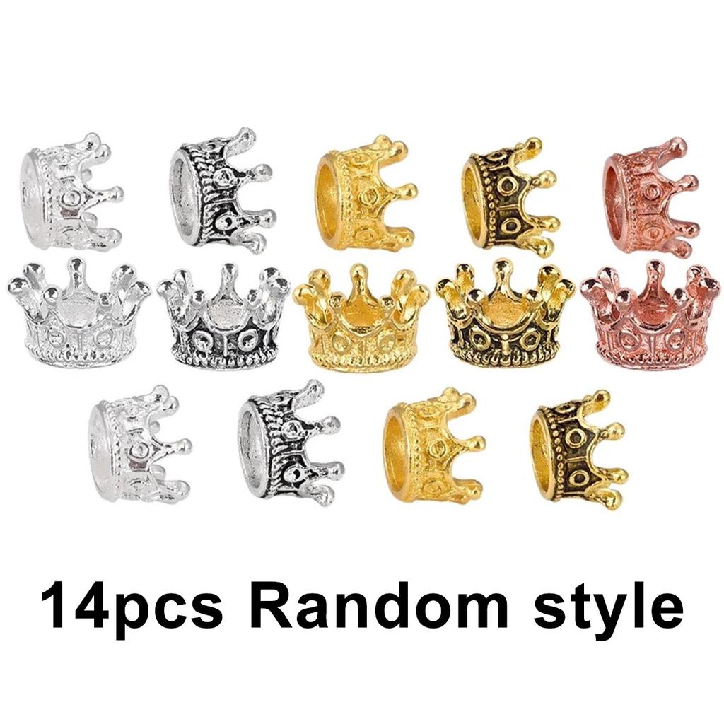 14Pcs Vintage Alloy Crown Miniatures - Gold Craft Decor for DIY Model Making, Home Handicraft, Mother's Day Party Supplies, ZSY