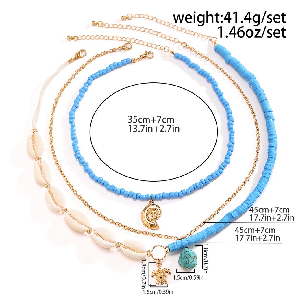 Ingemark 3Pcs/Set Boho Beads Chain Necklace for Women New Trend 2026 Multilayer Conch Pendant Choker New Year Jewelry