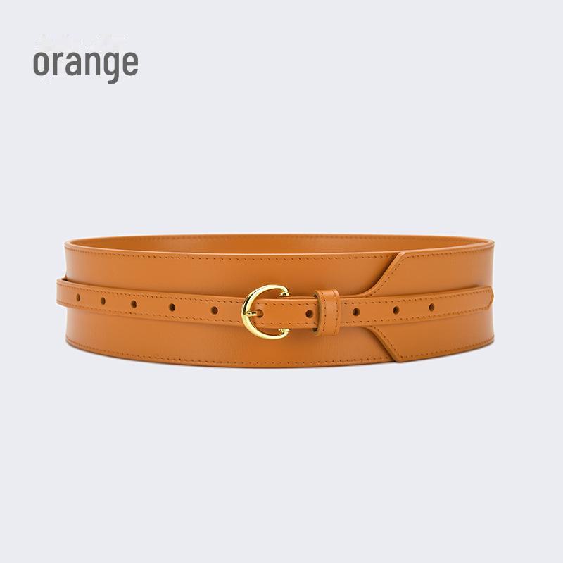 Women's Wide Leather Waist-Slimming Belt – Stylish Outerwear Accessory for Shirts and Dresses.