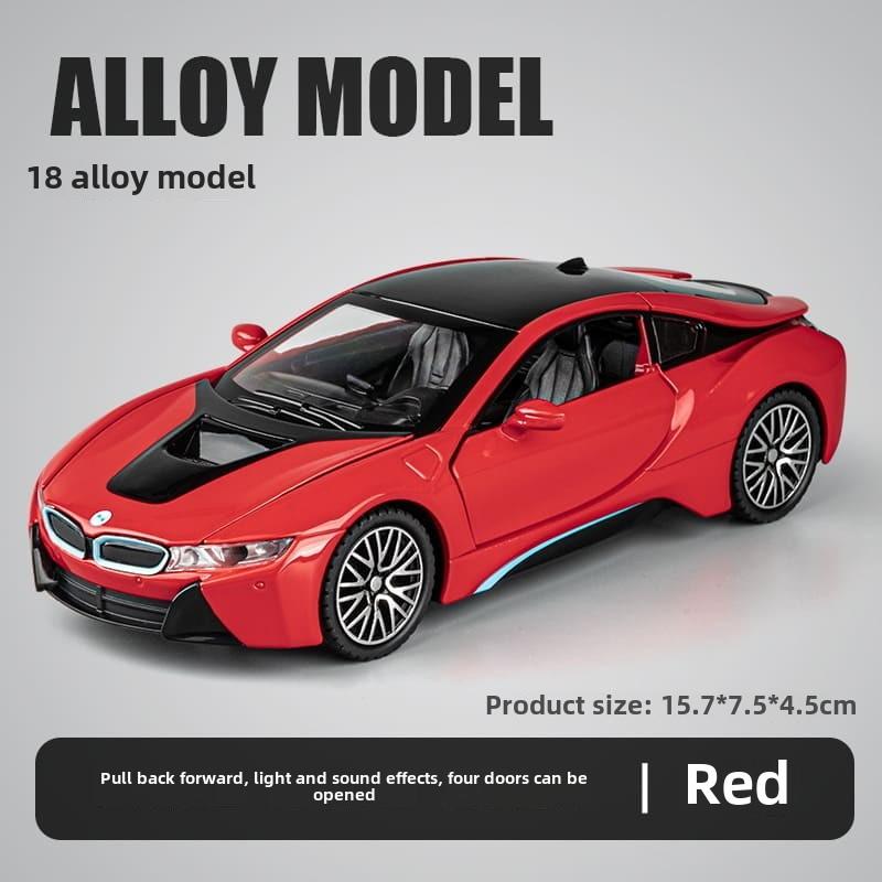 1:32 I8 Модель автомобиля из сплава, высококачественная имитация литой игрушки со звуком и светом, инерционный автомобиль, украшение, игрушка для детей, мальчиков, коллекция украшений