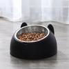 Pet Bowl Cat Face Shape Oblique Design Stainless Steel Cat Feeding Supplement for Home