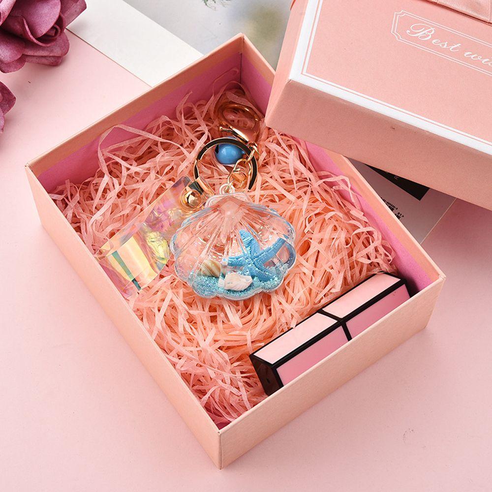 Quicksand Sequined Move Glitter Acrylic Starfish Shell Keychain Key Chain Car Keyfob Liquid Keyring