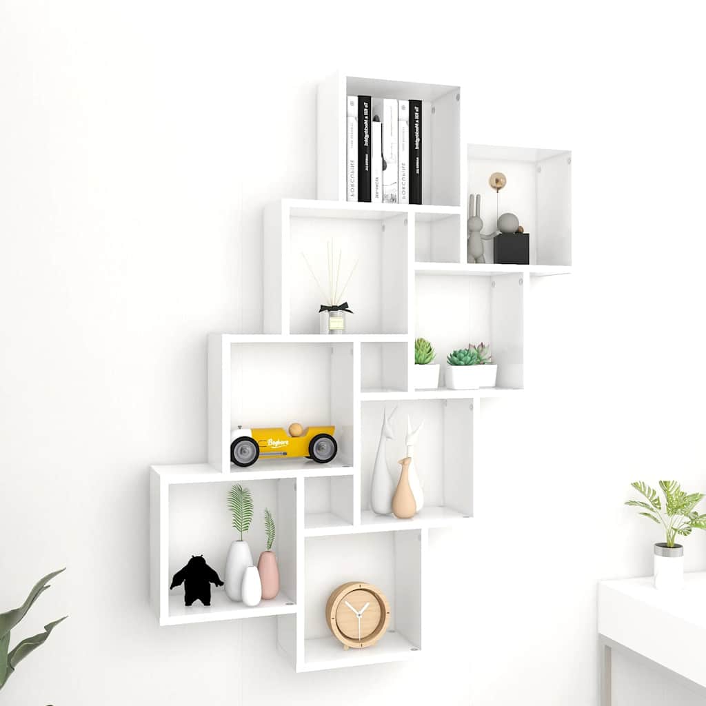 Cube Shelf White 90 x 15 x 119 cm Particleboard