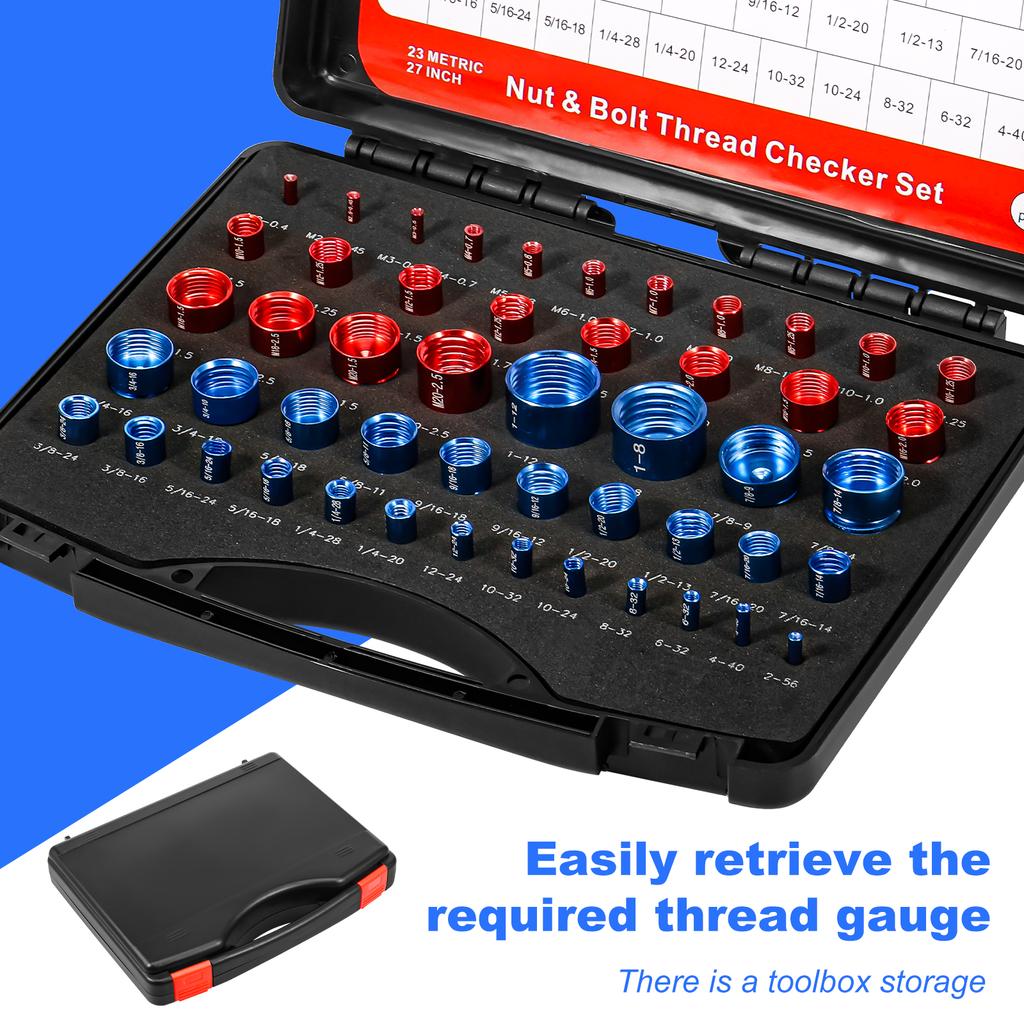 50 шт. Калибр для проверки резьбы гаек и болтов, Калибр для определения размера резьбы для обнаружения фиксированных болтов или резьбовых отверстий, Метрический Имперский Калибр для болтов и гаек