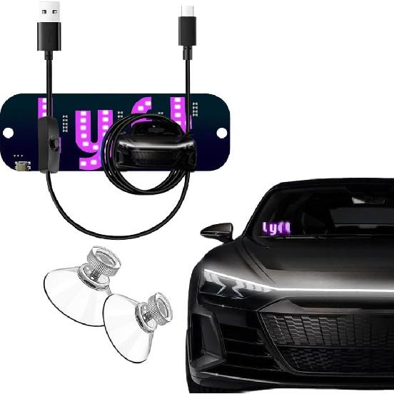 Driver-Specific USB Car LED Light Sign, Windshield Taxi Light Sign with Display, Suitable for Sedans, SUVs, and Cars, Easy Suction Cup tallation, USB