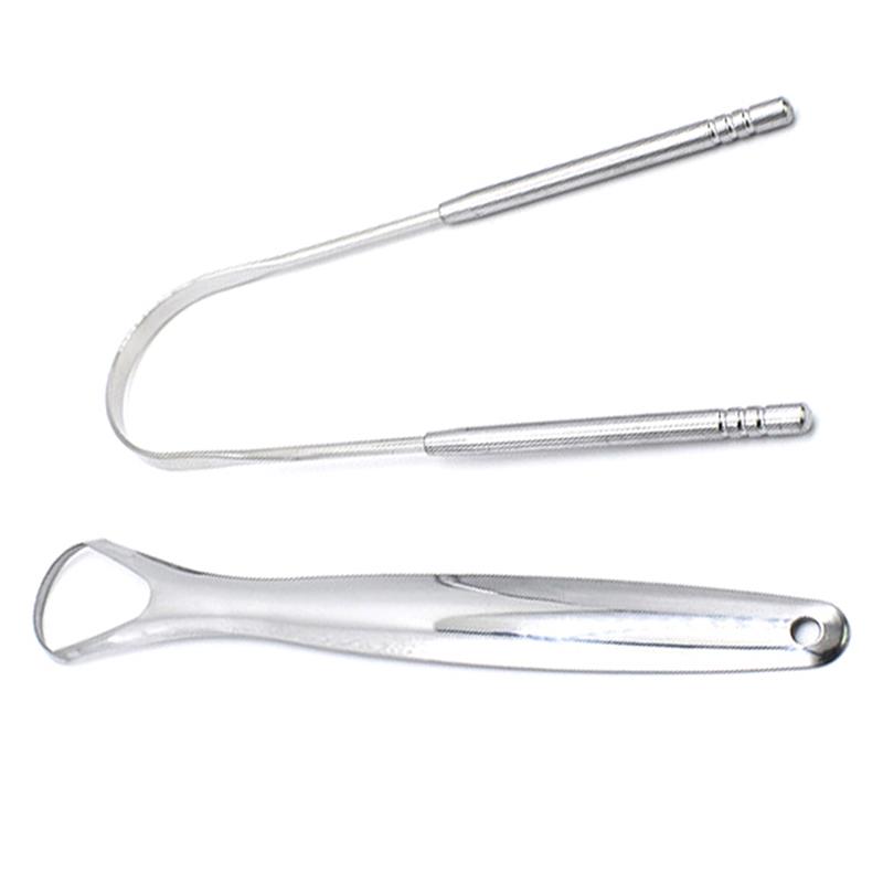 2PCS Tongue Scraper Stainless Steel Tongue Cleaner Oral Care Hygiene Scraper
