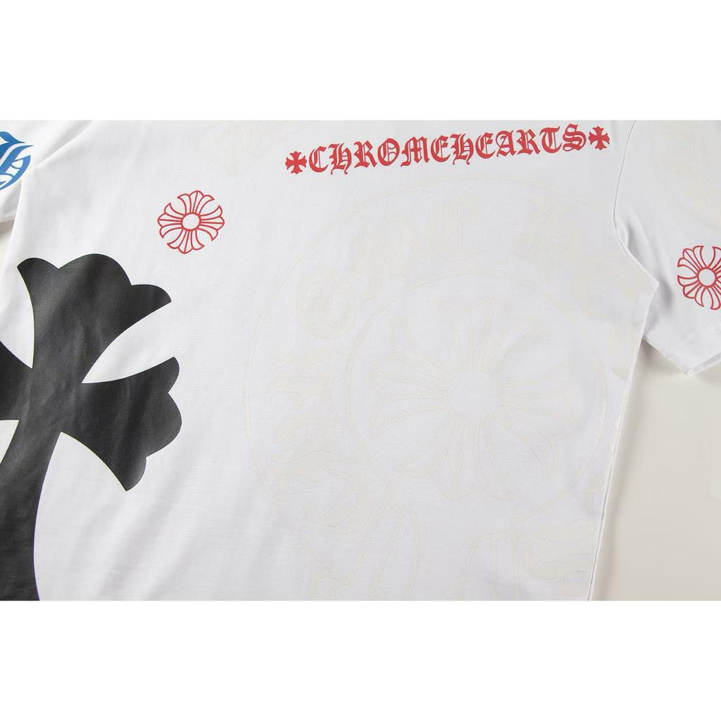 W363 CHROME HEARTS 2025 Summer New High Quality Cotton Round Neck Loose Large Size Men's and Women's T-shirt Couple T-shirt