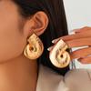 Fashion Versatile Fan Irregular Stud Earrings Women's Alloy Conch Folded Earrings Earrings