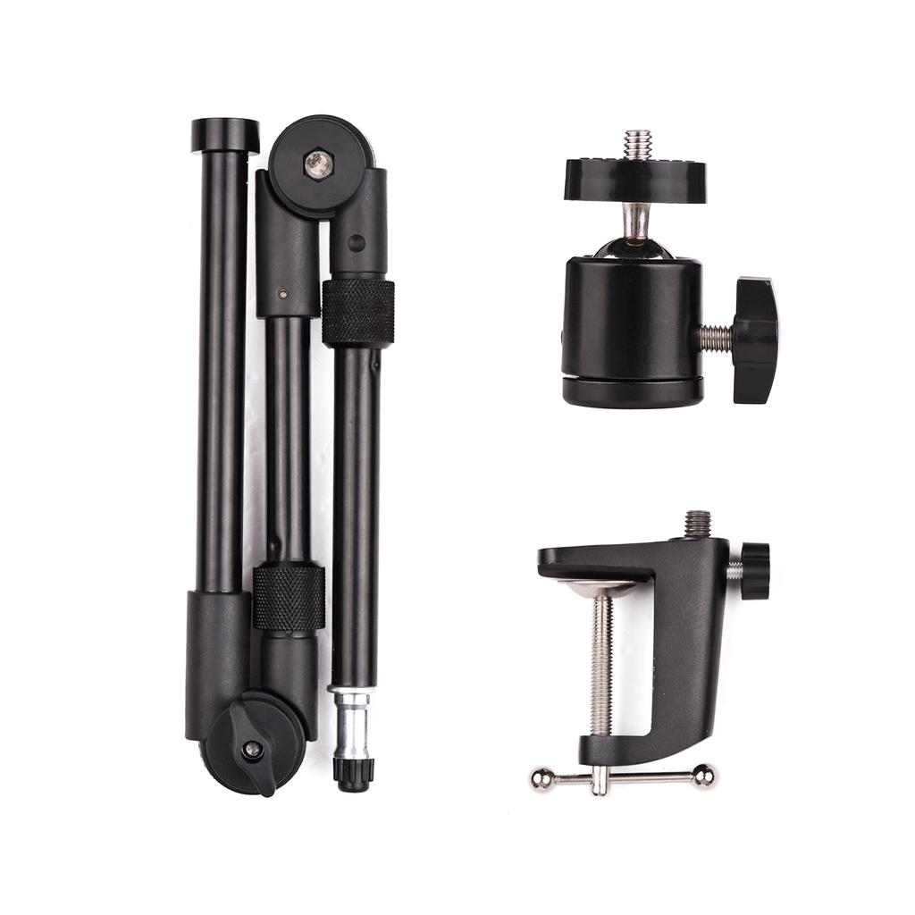 Andoer ST-01 Гибкая складная настольная подставка, металлический кронштейн с адаптером для шаровой головки винта 1/4 дюйма