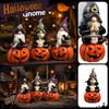 Хэллоуинская фигурка гнома из смолы, сидящего на тыкве Jack O Lantern с птицей, для домашней вечеринки, фестиваля, украшения, в помещении и на улице