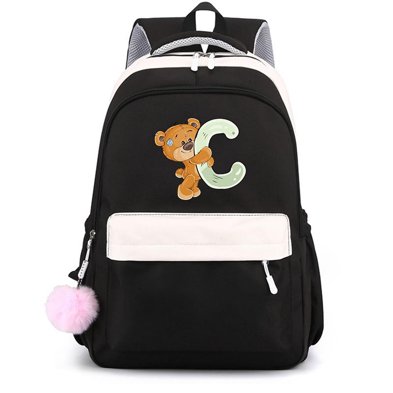 Школьный рюкзак Little Bear с 26 английскими буквами, школьная сумка Kawaii, школьная сумка с героями мультфильмов, рюкзак Mochilas, подростковый рюкзак для девочки, подарок