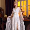 Greek Goddess Halloween Costume Deep V Neck Sexy Split Dress Cosplay Outfit