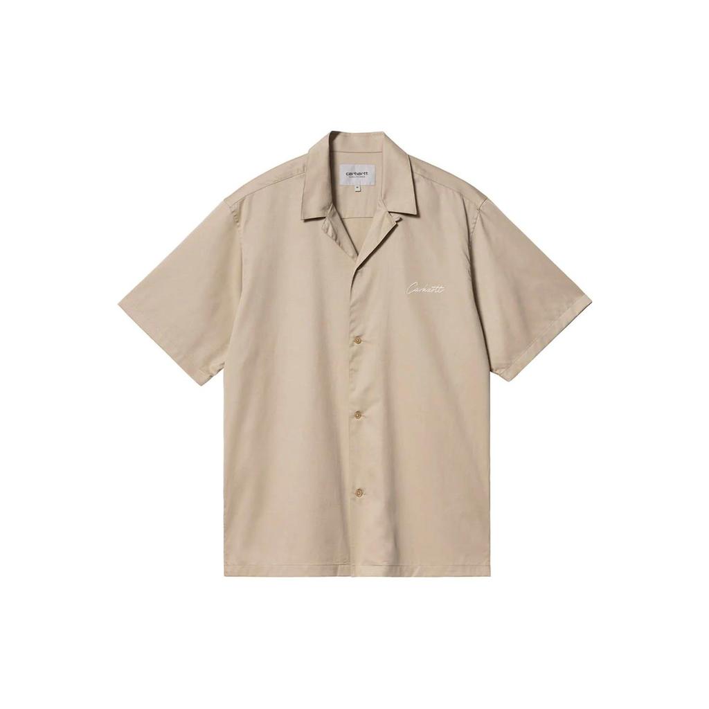 Carhartt WIP Однотонная рубашка с пуговицами и буквенным принтом, короткий рукав, женская, бежевая I031465-WAW