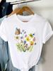 (Asian Size) Women Butterfly Sweet Cute 90s Tee Top Short Sleeve Fashion Print Lady Clothing Casual  Tshirt Female Graphic T-shirts