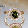 Luxury Female Olive Green Round Finger Ring Vintage Gold Color Wedding Band Bridal Jewelry For Women