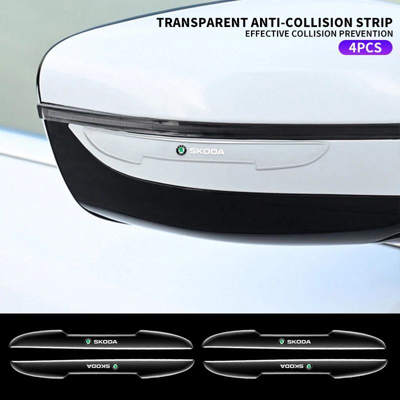 ONMS3 4pcs Car Door Side Edge Protective Transparent Sticker For Skoda Fabia Superb Yeti Octavia Rapid Kodiaq Mk3 A4 A6 A7 A5 Kamiq