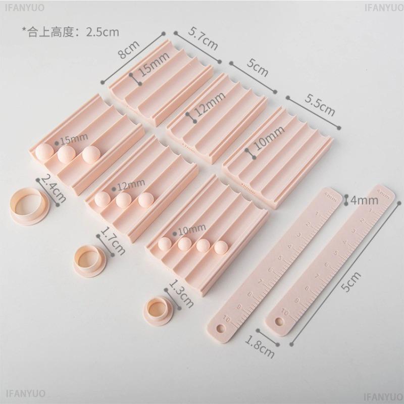 4-20mm Soft Ceramic Round Ball Rolling Mold Kit with Measuring Thickness Ruler Handmade DIY Jewelry Earring Polymer Clay Mould