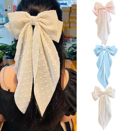 Лента с кисточкой, жаккардовый декор, весенняя заколка для волос, Нескользящая элегантная двойная большая бант, декор, заколка для волос для девочек, аксессуары для волос